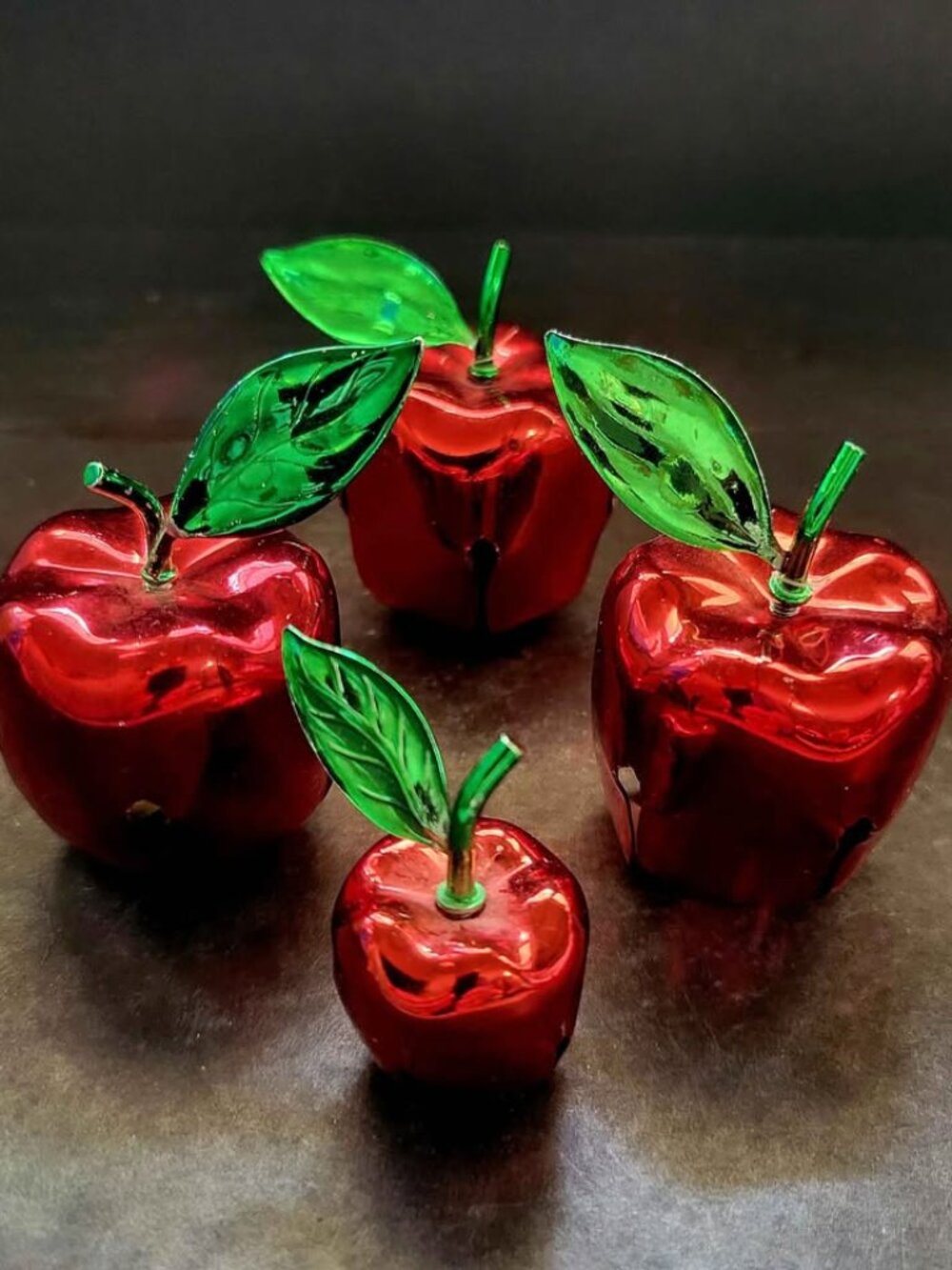 Department 56 Red Metal Apple Chime Bell Ornaments.